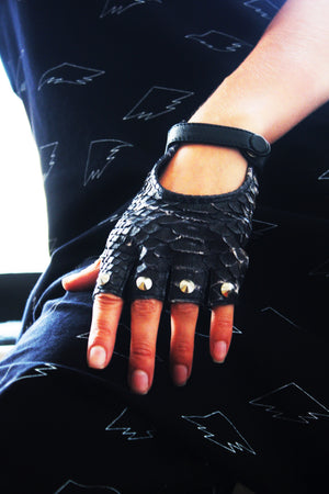 Snake Skin Studded Gloves