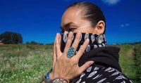 NEO's Hand Painted Eagle Feather Hooded Face Mask